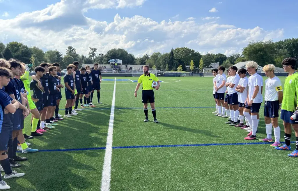 CBA and Howell line up prior to their Shore Conference Class A North match at CBA in 2023. (Image: Matt Manley)