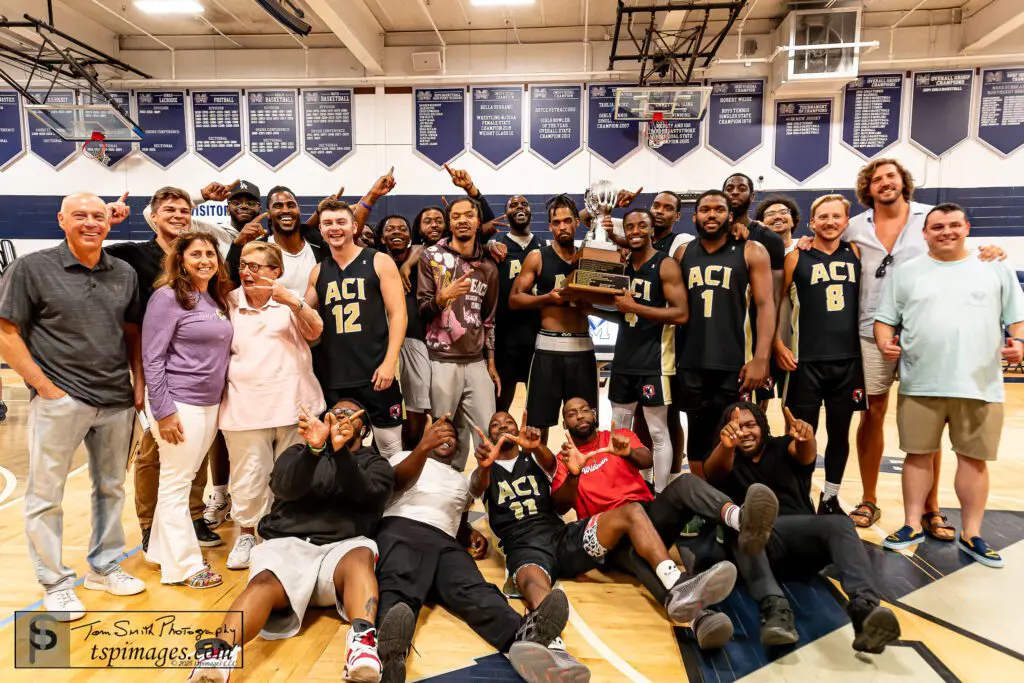 ACI/Robin's Nest defeated Sterns Trailer 85-84 to win its first JSBL title at the Manasquan HS Gym in Manasquan, New Jersey. 8/5/25  Photo Credit: Tom Smith | tspsportsimages.com