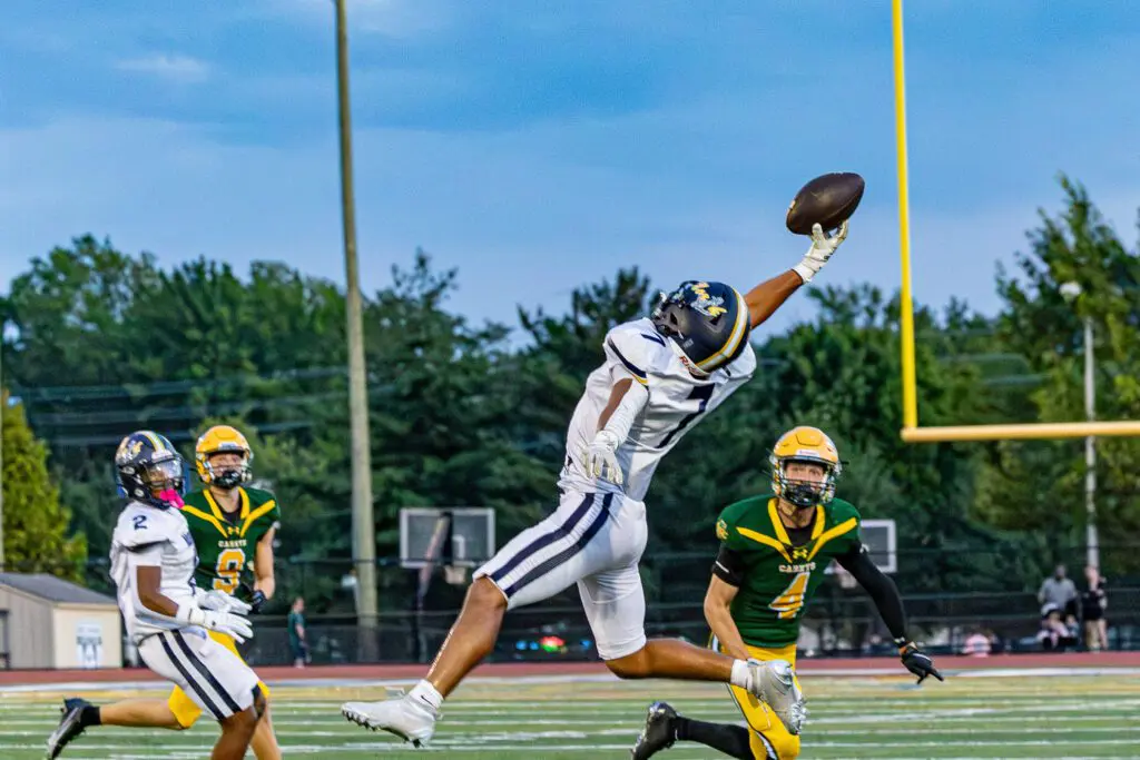 Toms River North junior Cole Garrison had a sensational one-handed catch as part of a strong all-around game in the loss. (Doug Phillips/FrameGrabs LLC)